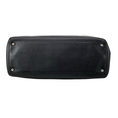 Chanel Executive Line Tote Bag Black Silver Hardware Leather