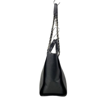 Chanel Tote Bag Deauville Line MM Black Chain Shoulder Silver Hardware 2way