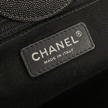 Chanel Tote Bag Deauville Line MM Black Chain Shoulder Silver Hardware 2way