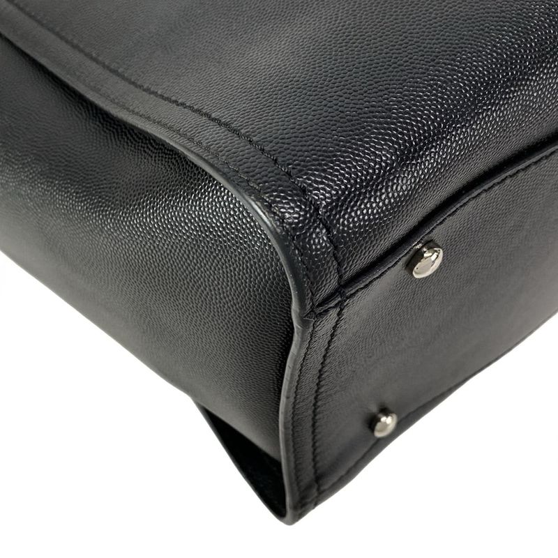 Chanel Tote Bag Deauville Line MM Black Chain Shoulder Silver Hardware 2way