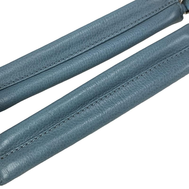 Chanel Tote Bag Matelasse Blue Grey Chain Shoulder Silver Hardware