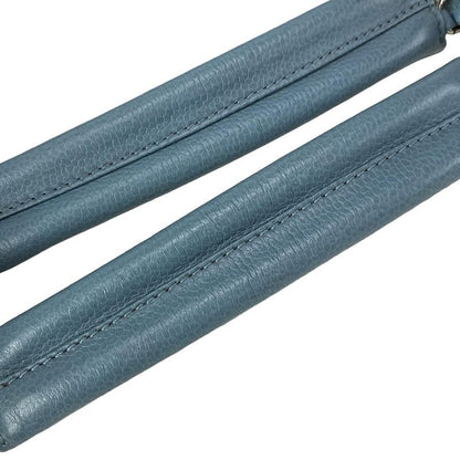 Chanel Tote Bag Matelasse Blue Grey Chain Shoulder Silver Hardware