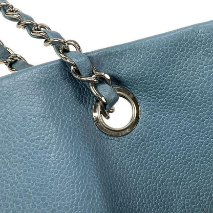 Chanel Tote Bag Matelasse Blue Grey Chain Shoulder Silver Hardware
