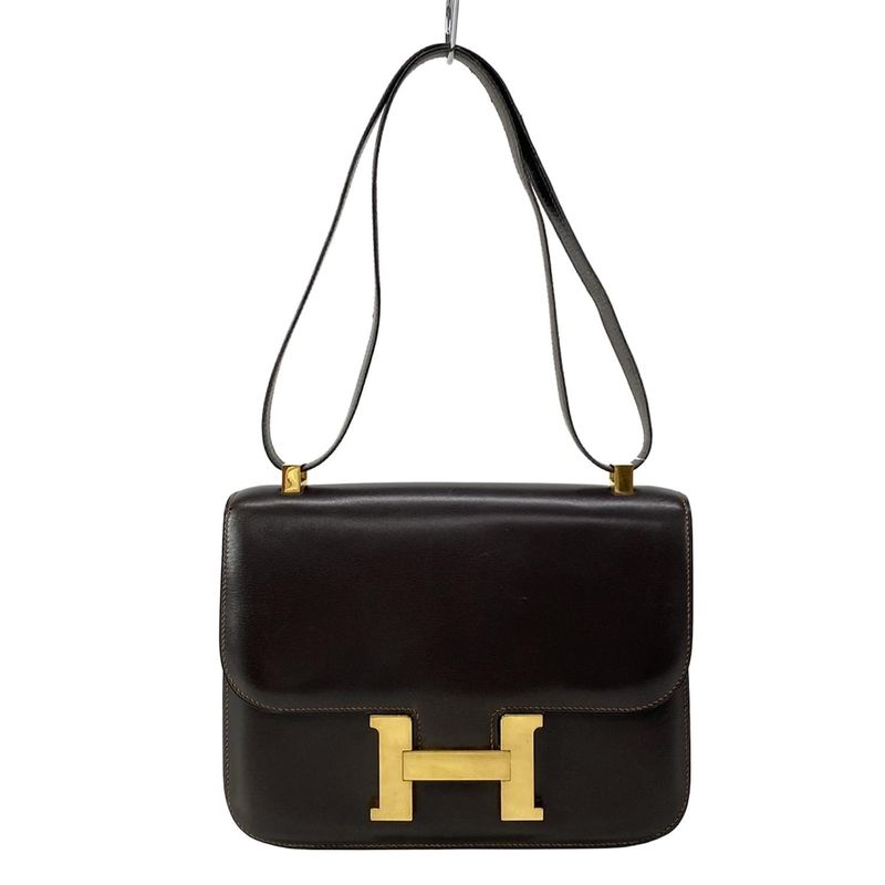 Hermes Shoulder Bag Constance 23 Chocolat Gold Hardware