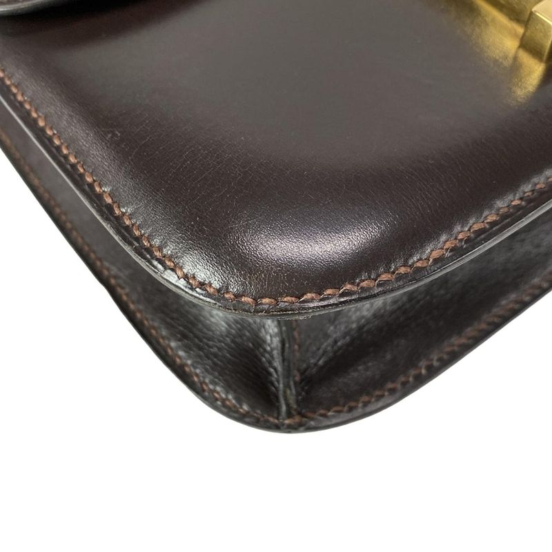 Hermes Shoulder Bag Constance 23 Chocolat Gold Hardware
