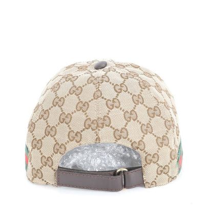 Gucci GG Canvas Sherry Line Baseball Cap Hat 0001-16 Leather Brown Men's