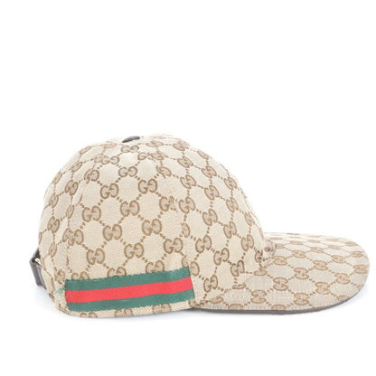 Gucci GG Canvas Sherry Line Baseball Cap Hat 0001-16 Leather Brown Men's