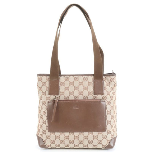 Gucci GG Canvas Leather Tote Bag Shoulder 28893 Brown Women RCE Cy33-3