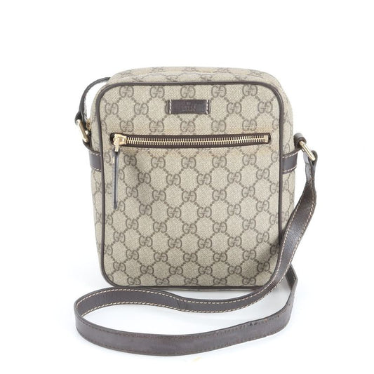 Gucci GG Supreme 233268 Leather Shoulder Bag Crossbody Hand Tote Brown