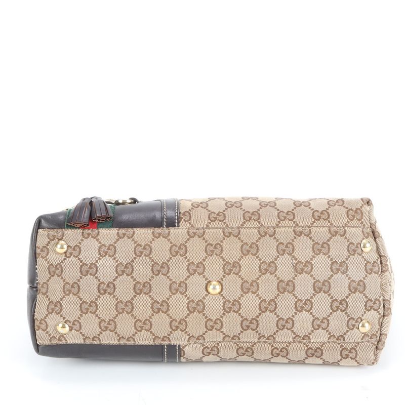 Gucci GG Canvas Sherry Line Horsebit Leather Tote Bag Shoulder 232936