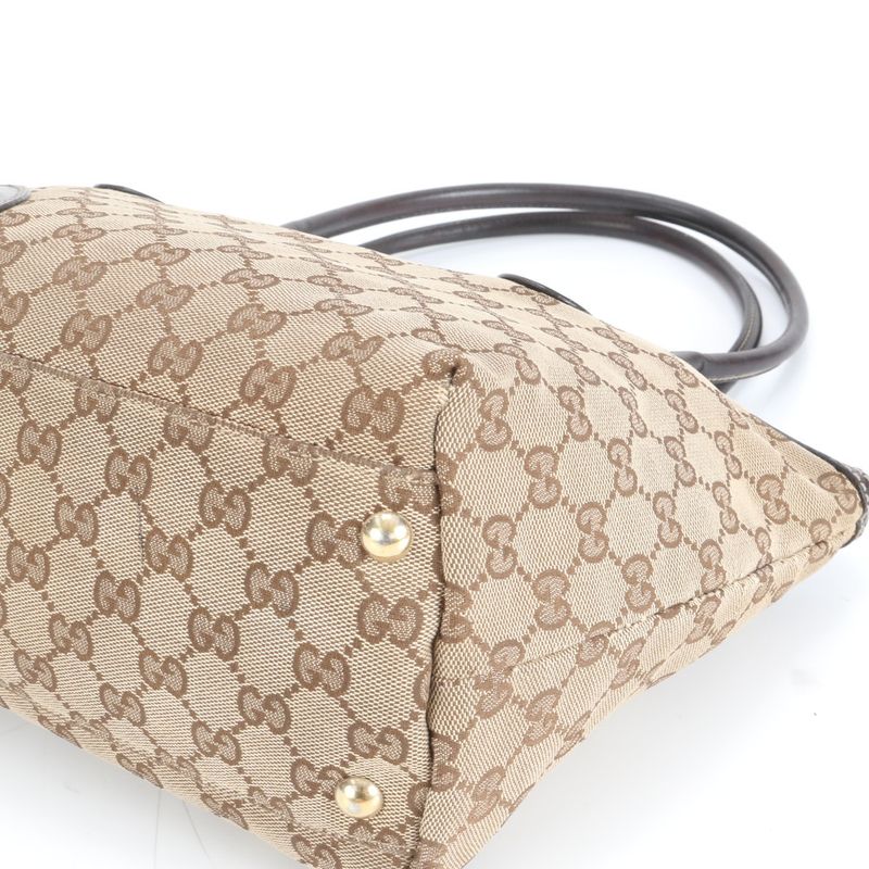 Gucci GG Canvas Sherry Line Horsebit Leather Tote Bag Shoulder 232936