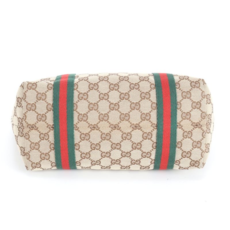 Gucci GG Canvas Sherry Line 137396 Leather Tote Bag Shoulder Hand Women's