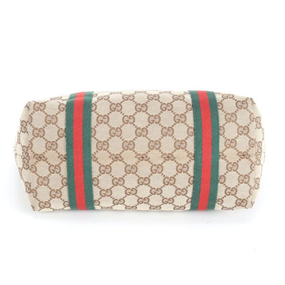 Gucci GG Canvas Sherry Line 137396 Leather Tote Bag Shoulder Hand Women's