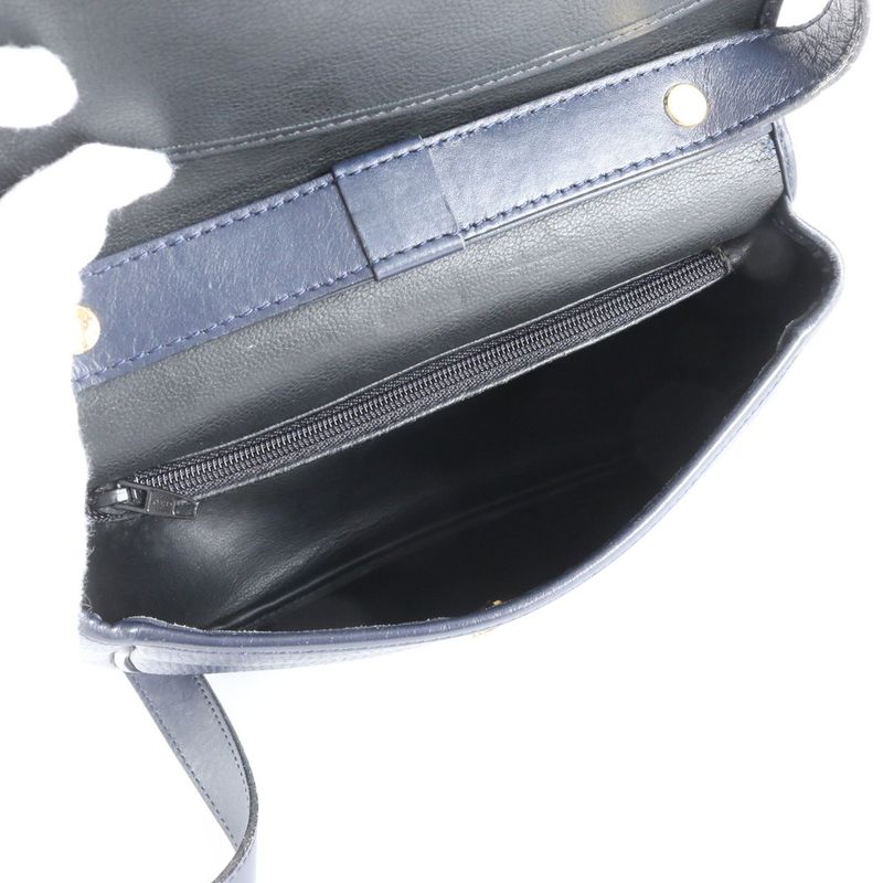 Vintage Christian Dior Leather 2WAY Shoulder Bag Crossbody Hand Navy