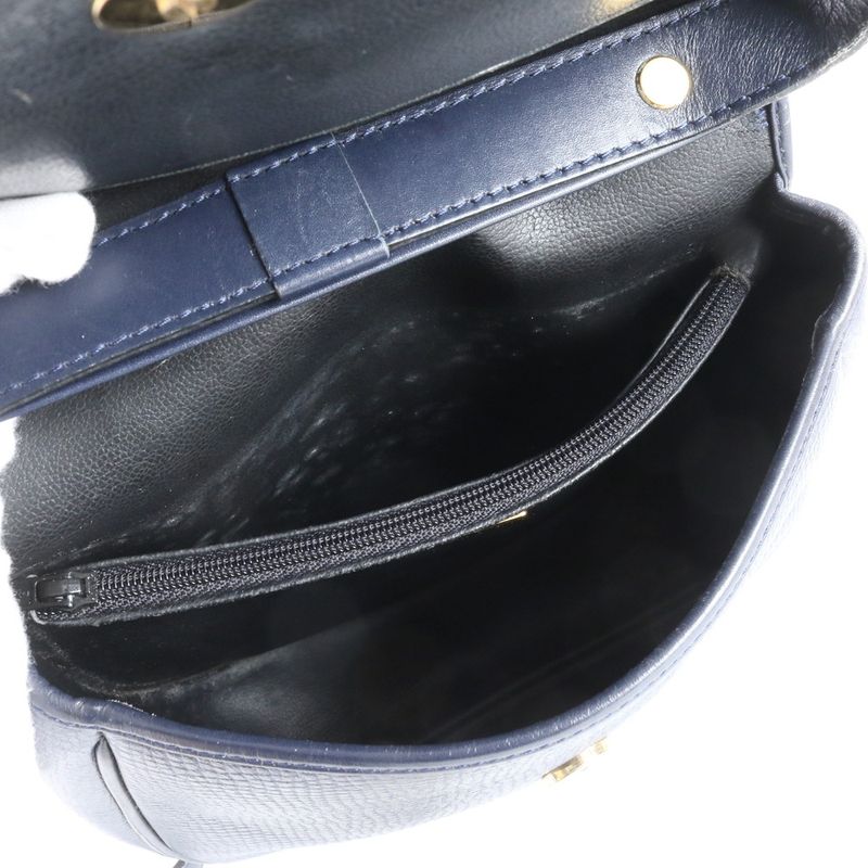 Vintage Christian Dior Leather 2WAY Shoulder Bag Crossbody Hand Navy