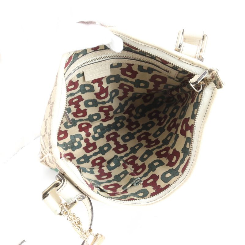 Gucci GG Canvas Sherry Line 144388 Leather Shoulder Bag Crossbody Hand Tote