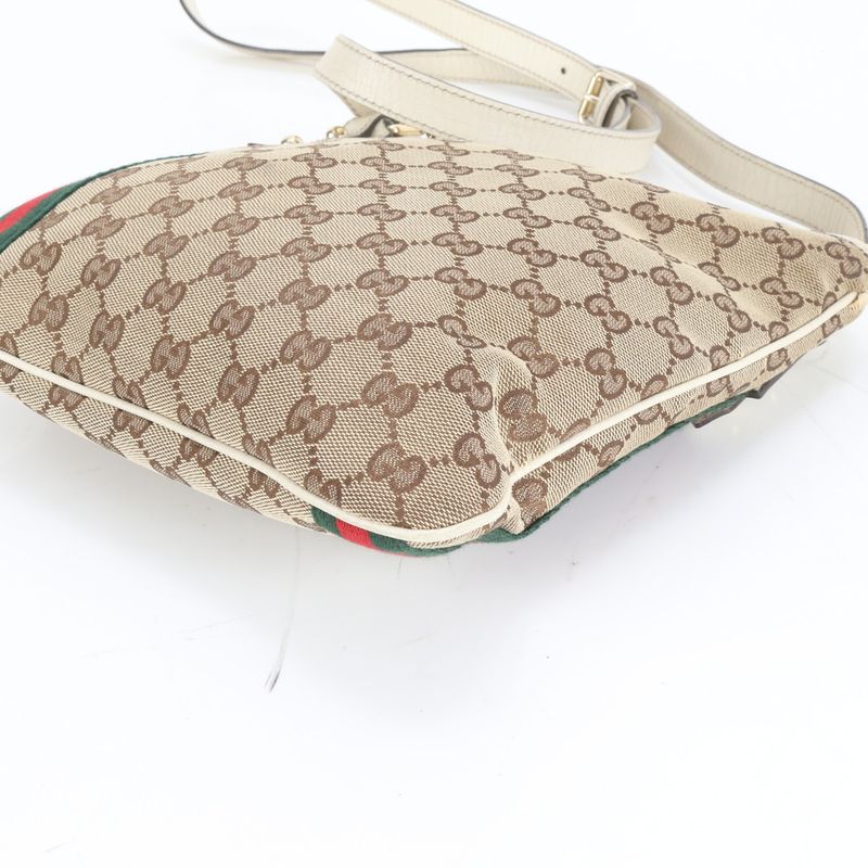 Gucci GG Canvas Sherry Line 144388 Leather Shoulder Bag Crossbody Hand Tote