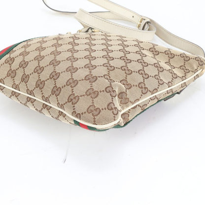 Gucci GG Canvas Sherry Line 144388 Leather Shoulder Bag Crossbody Hand Tote