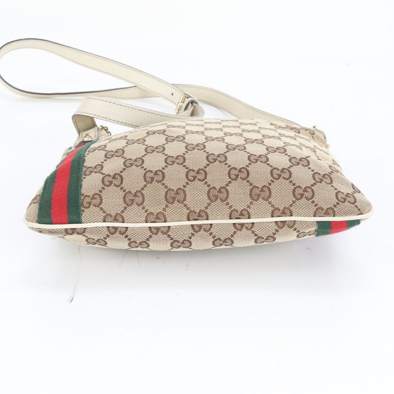 Gucci GG Canvas Sherry Line 144388 Leather Shoulder Bag Crossbody Hand Tote
