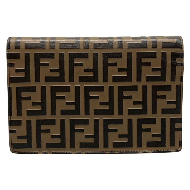 Fendi Wallet F Is Fendi 8bs006 Black Beige And Red Chain Wallet FF Logo Shape