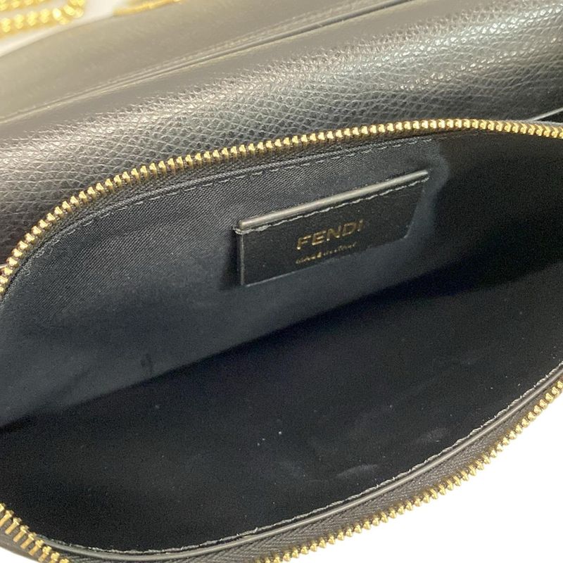 Fendi Wallet F Is Fendi 8bs006 Black Beige And Red Chain Wallet FF Logo Shape