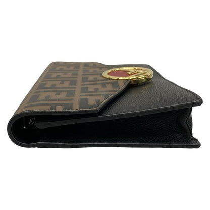 Fendi Wallet F Is Fendi 8bs006 Black Beige And Red Chain Wallet FF Logo Shape