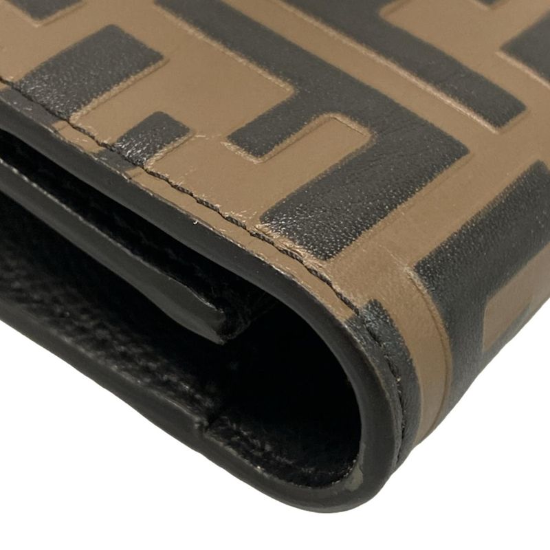 Fendi Wallet F Is Fendi 8bs006 Black Beige And Red Chain Wallet FF Logo Shape