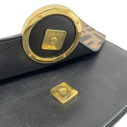 Fendi Wallet F Is Fendi 8bs006 Black Beige And Red Chain Wallet FF Logo Shape