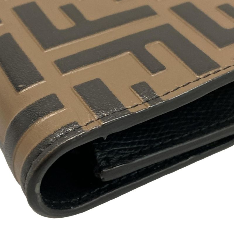 Fendi Wallet F Is Fendi 8bs006 Black Beige And Red Chain Wallet FF Logo Shape