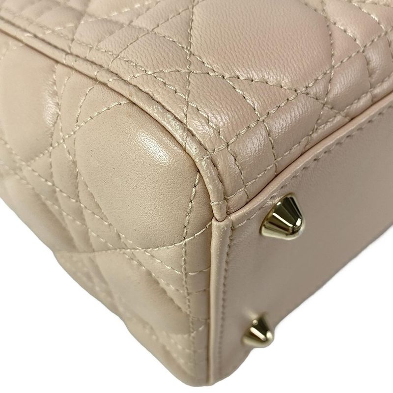 DIOR Christian Dior Handbag Lady Dior Large Pink Gold Hardware Lambskin