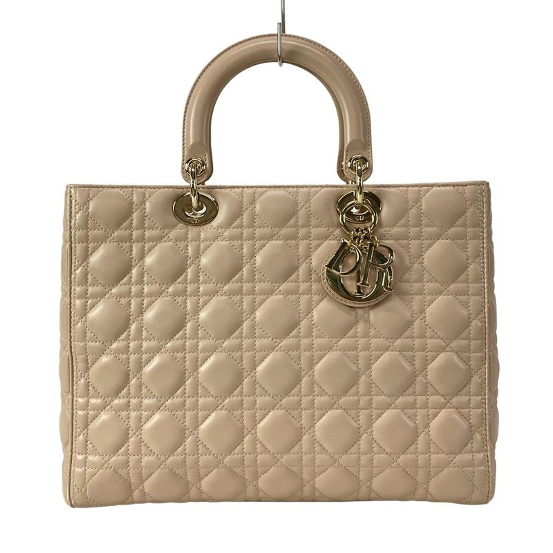 DIOR Christian Dior Handbag Lady Dior Large Pink Gold Hardware Lambskin