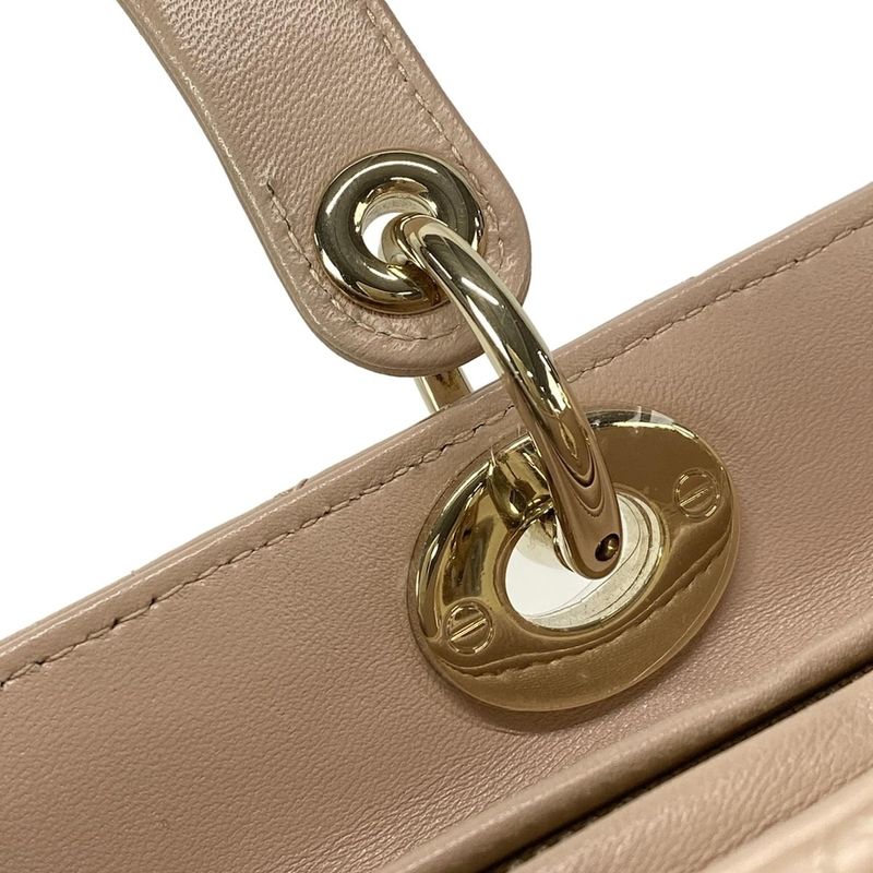 DIOR Christian Dior Handbag Lady Dior Large Pink Gold Hardware Lambskin