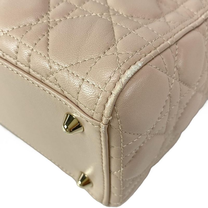 DIOR Christian Dior Handbag Lady Dior Large Pink Gold Hardware Lambskin