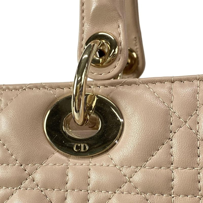 DIOR Christian Dior Handbag Lady Dior Large Pink Gold Hardware Lambskin
