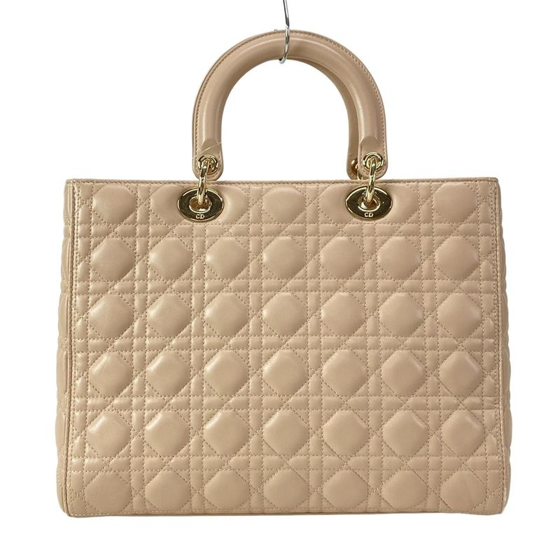 DIOR Christian Dior Handbag Lady Dior Large Pink Gold Hardware Lambskin