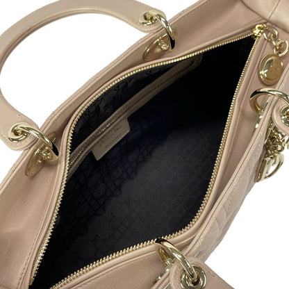 DIOR Christian Dior Handbag Lady Dior Large Pink Gold Hardware Lambskin
