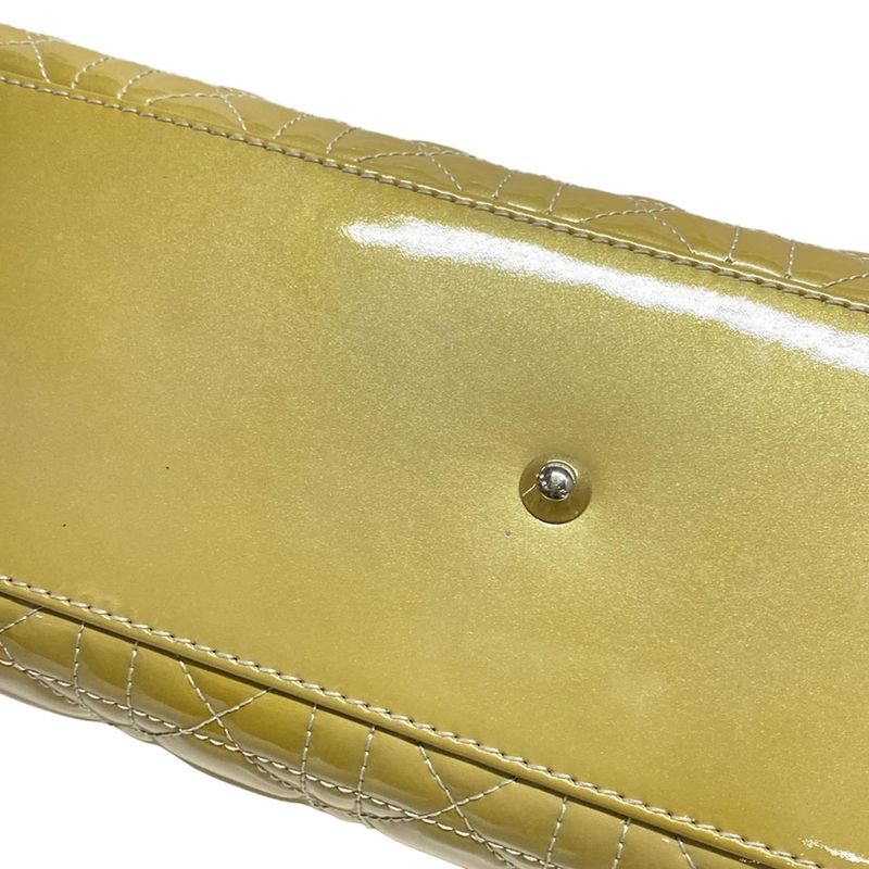 DIOR Christian Dior Handbag Lady Dior Large Bag Gray Silver Hardware Leather