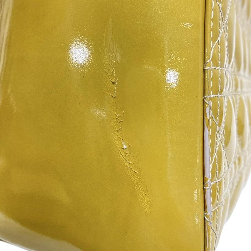 DIOR Christian Dior Handbag Lady Dior Large Bag Gray Silver Hardware Leather