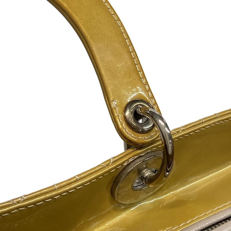 DIOR Christian Dior Handbag Lady Dior Large Bag Gray Silver Hardware Leather