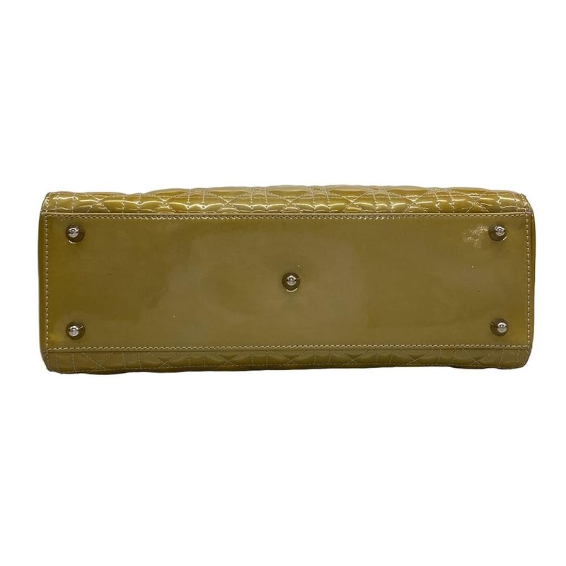 DIOR Christian Dior Handbag Lady Dior Large Bag Gray Silver Hardware Leather