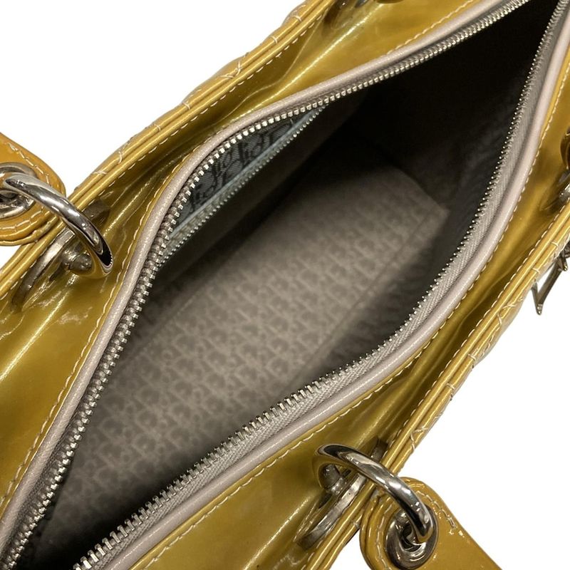 DIOR Christian Dior Handbag Lady Dior Large Bag Gray Silver Hardware Leather