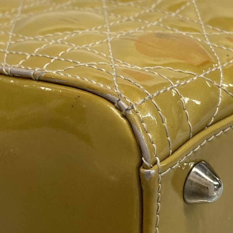 DIOR Christian Dior Handbag Lady Dior Large Bag Gray Silver Hardware Leather