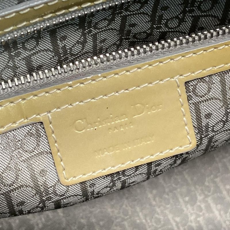 DIOR Christian Dior Handbag Lady Dior Large Bag Gray Silver Hardware Leather