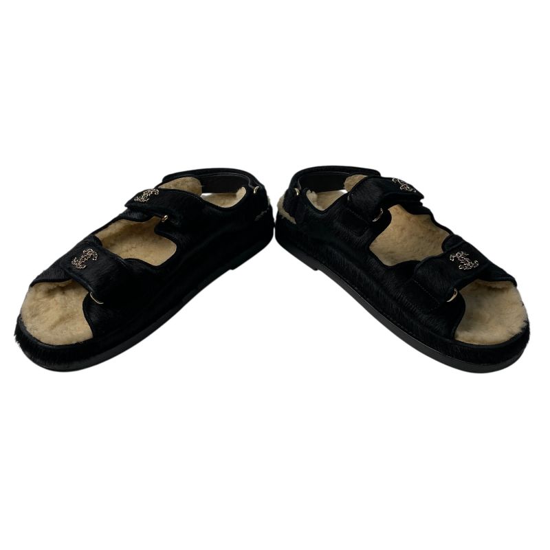 Chanel Women's Coco Mark Haraco Boa Sandals 37c G35927