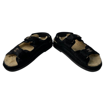 Chanel Women's Coco Mark Haraco Boa Sandals 37c G35927