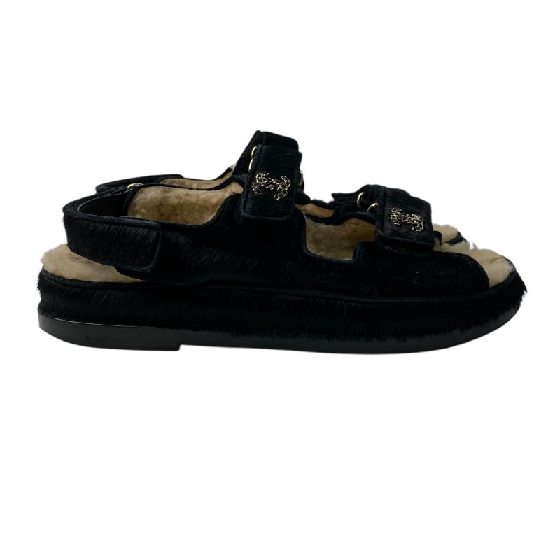 Chanel Women's Coco Mark Haraco Boa Sandals 37c G35927