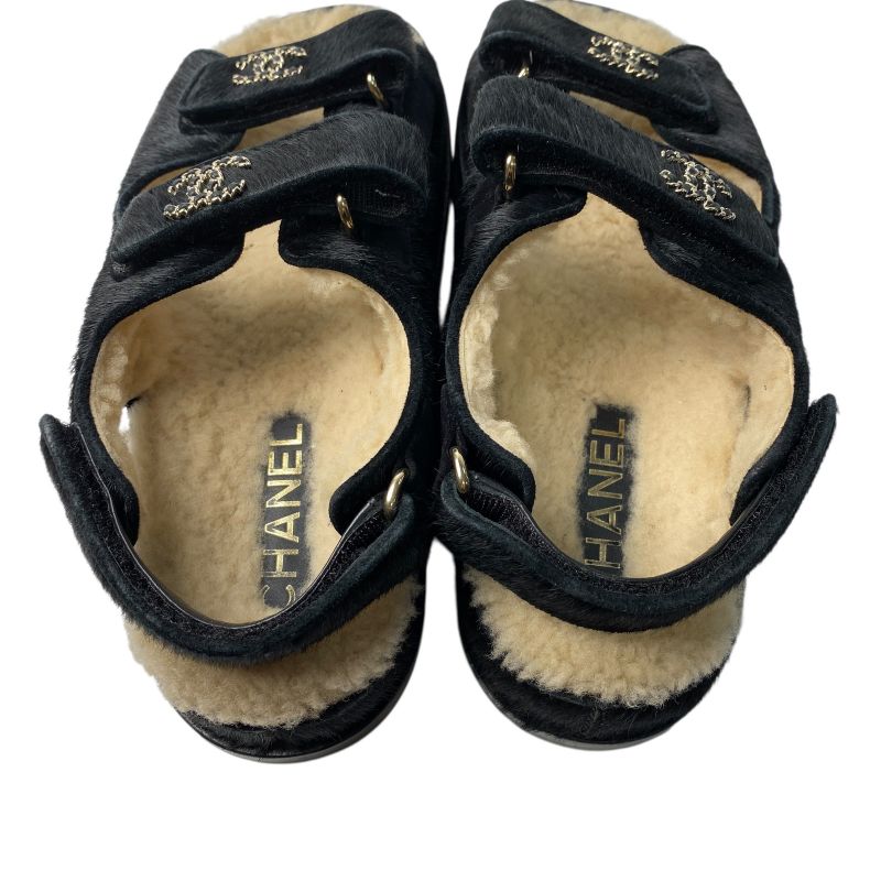 Chanel Women's Coco Mark Haraco Boa Sandals 37c G35927