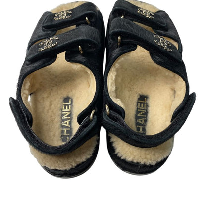 Chanel Women's Coco Mark Haraco Boa Sandals 37c G35927