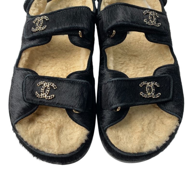 Chanel Women's Coco Mark Haraco Boa Sandals 37c G35927