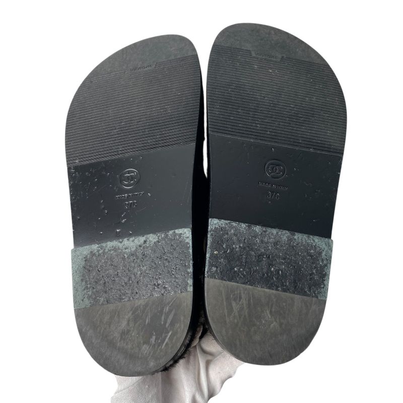 Chanel Women's Coco Mark Haraco Boa Sandals 37c G35927